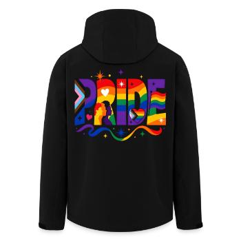Pride Slogan for LGBTQ Activists & Fans - Men’s Recycled Softshell Jacket by Stanley/Stella - black - Back - AI Model Male 185 light (185cm)