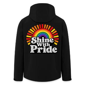 Shine With Pride LGBTQ Statement Retro Motiv - Recycelte Männer Softshell-Jacke von Stanley/Stella - Schwarz - Hinten - AI Model Male 185 light (185cm)