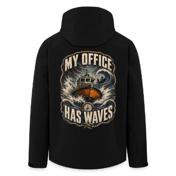 Küstenwache Rettungsschwimmer My Office Has Waves - Recycelte Männer Softshell-Jacke von Stanley/Stella - Schwarz - Hinten - AI Model Male 185 light (185cm)