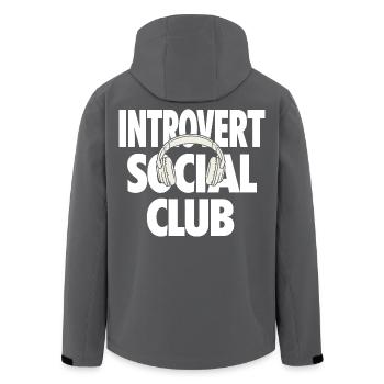 Introvert Social Club with Headphones - Men’s Recycled Softshell Jacket by Stanley/Stella - black - Back - AI Model Male 185 light (185cm)
