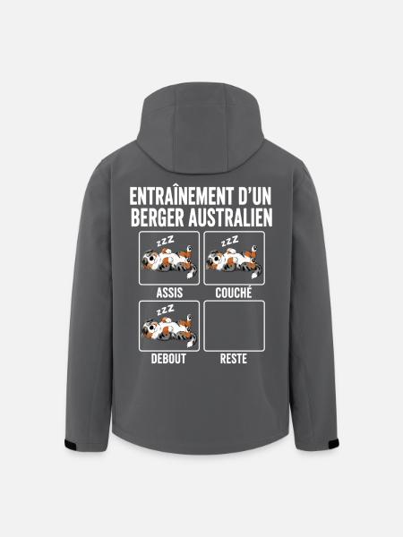 Chien Entraînement Berger Australien - Veste softshell homme en polyester recyclé Stanley/Stella - noir