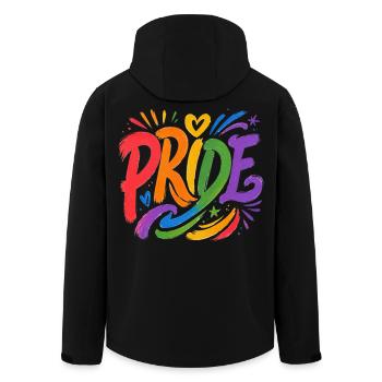 Rainbow Motif for Pride Community Allies CSD - Men’s Recycled Softshell Jacket by Stanley/Stella - black - Back - AI Model Male 185 light (185cm)