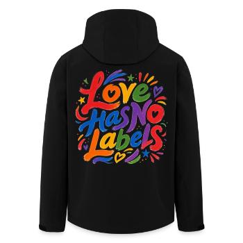 Love Has No Labels for Pride Fans Tshirt Stickers - Men’s Recycled Softshell Jacket by Stanley/Stella - black - Back - AI Model Male 185 light (185cm)
