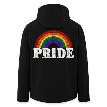 Pride Rainbow for LGBTQ Fans Retro LQBTQ CSD - Men’s Recycled Softshell Jacket by Stanley/Stella - black - Back - AI Model Male 185 light (185cm)