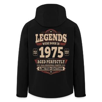 51st Birthday Gift Husband 1975 Vintage Retro - Men’s Recycled Softshell Jacket by Stanley/Stella - black - Back - AI Model Male 185 light (185cm)