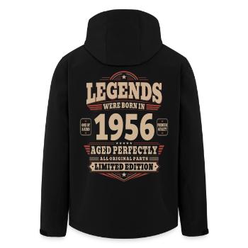 70th Birthday Gift Husband 1956 Vintage Retro - Men’s Recycled Softshell Jacket by Stanley/Stella - black - Back - AI Model Male 185 light (185cm)