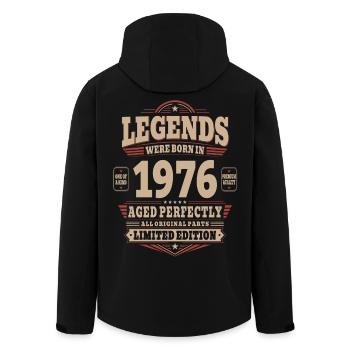 50th Birthday Gift Husband 1976 Vintage Retro - Men’s Recycled Softshell Jacket by Stanley/Stella - black - Back - AI Model Male 185 light (185cm)