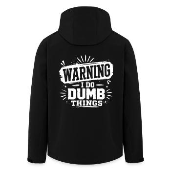 Warning – I Do Dumb Things - Men’s Recycled Softshell Jacket by Stanley/Stella - black - Back - AI Model Male 185 light (185cm)