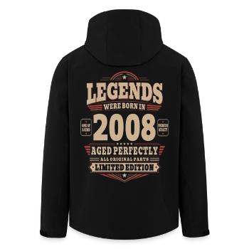 18th Birthday Gift Husband 2008 Vintage Retro - Men’s Recycled Softshell Jacket by Stanley/Stella - black - Back - AI Model Male 185 light (185cm)