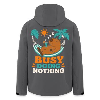 Busy Doing Nothing Capybara - Men’s Recycled Softshell Jacket by Stanley/Stella - black - Back - AI Model Male 185 light (185cm)
