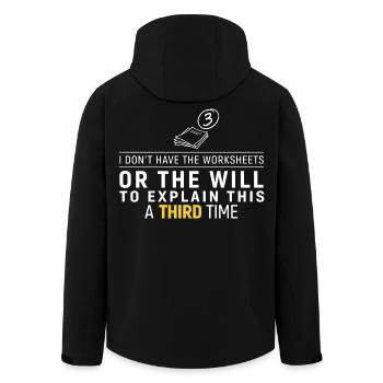 Third Time No Worksheets Tee - Men’s Recycled Softshell Jacket by Stanley/Stella - black - Back - AI Model Male 185 light (185cm)