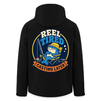 Reel Tired – Fishing Later - Men’s Recycled Softshell Jacket by Stanley/Stella - black - Back - AI Model Male 185 light (185cm)