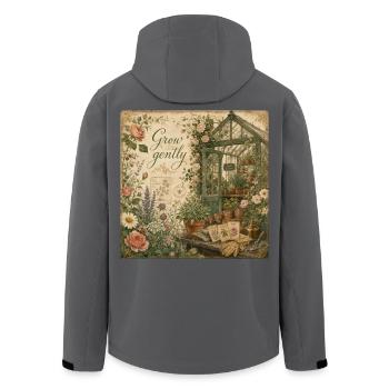 Grow Gently Vintage Poster Greenhouse Decoration Flowers - Men’s Recycled Softshell Jacket by Stanley/Stella - black - Back - AI Model Male 185 light (185cm)
