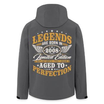 2008 Vintage Vintage Birthday Gift Retro - Men’s Recycled Softshell Jacket by Stanley/Stella - black - Back - AI Model Male 185 light (185cm)