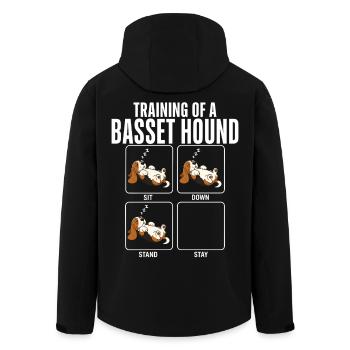Basset Hound Dog Breed Training Humor - Men’s Recycled Softshell Jacket by Stanley/Stella - black - Back - AI Model Male 185 light (185cm)
