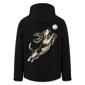 Basset Hound Dog Breed Baseball - Men’s Recycled Softshell Jacket by Stanley/Stella - black - Back - AI Model Male 185 light (185cm)