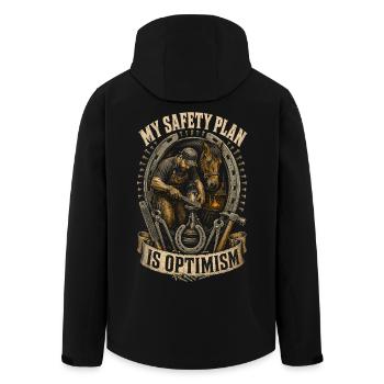 Farrier Farrier My Safety Plan Is Optimism - Men’s Recycled Softshell Jacket by Stanley/Stella - black - Back - AI Model Male 185 light (185cm)