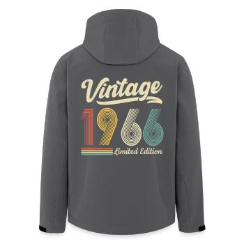 Vintage 1966 Limited edition 60th Birthday - Men’s Recycled Softshell Jacket by Stanley/Stella - black - Back - AI Model Male 185 light (185cm)