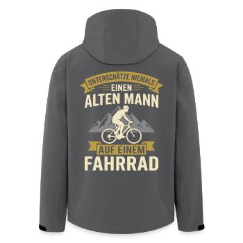 Alten Mann auf einem fahrrad - Recycelte Männer Softshell-Jacke von Stanley/Stella - Schwarz - Hinten - AI Model Male 185 light (185cm)