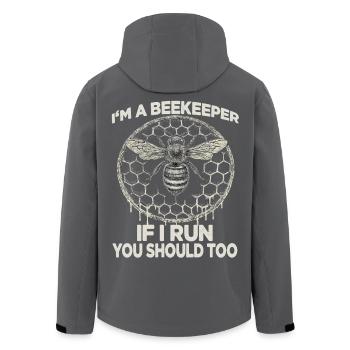 Bee Motif Honeycomb Beekeeper Hat Beekeeper Suit Vintage Beekeeper - Men’s Recycled Softshell Jacket by Stanley/Stella - black - Back - AI Model Male 185 light (185cm)