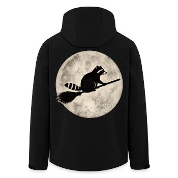 Raccoon on broom before full moon Halloween Funny - Men’s Recycled Softshell Jacket by Stanley/Stella - black - Back - AI Model Male 185 light (185cm)