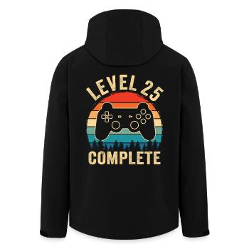 Level 25 complete – 25th anniversary gift - Men’s Recycled Softshell Jacket by Stanley/Stella - black - Back - AI Model Male 185 light (185cm)