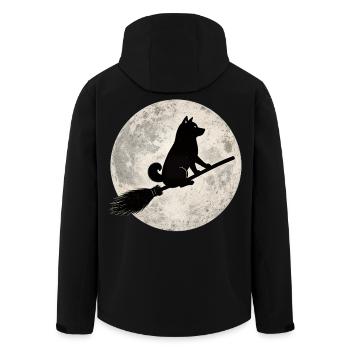 Shiba Inu Witch's Broom Full Moon T-Shirt Halloween - Men’s Recycled Softshell Jacket by Stanley/Stella - black - Back - AI Model Male 185 light (185cm)