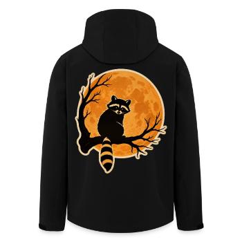 Raccoon Full Moon Halloween Retro Sticker Motif - Men’s Recycled Softshell Jacket by Stanley/Stella - black - Back - AI Model Male 185 light (185cm)