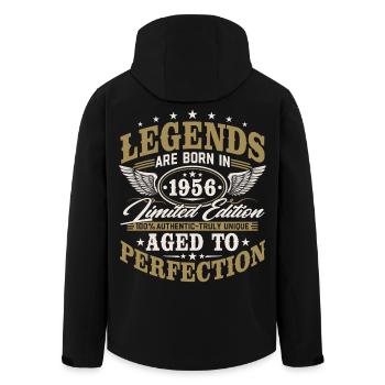 1956 Vintage Born Birthday Vintage Gift - Men’s Recycled Softshell Jacket by Stanley/Stella - black - Back - AI Model Male 185 light (185cm)