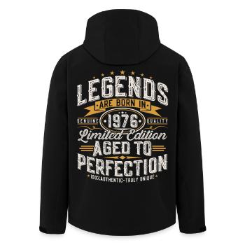 1976 Vintage Birthday Vintage Retro Gift - Men’s Recycled Softshell Jacket by Stanley/Stella - black - Back - AI Model Male 185 light (185cm)