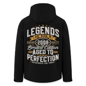 2008 Vintage Birthday Vintage Retro Gift - Men’s Recycled Softshell Jacket by Stanley/Stella - black - Back - AI Model Male 185 light (185cm)