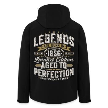 1956 Vintage Birthday Vintage Retro Gift - Men’s Recycled Softshell Jacket by Stanley/Stella - black - Back - AI Model Male 185 light (185cm)