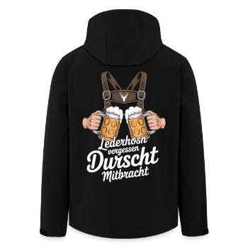Lederhosn vergessen – Durscht Mitbracht - Recycelte Männer Softshell-Jacke von Stanley/Stella - Schwarz - Hinten - AI Model Male 185 light (185cm)