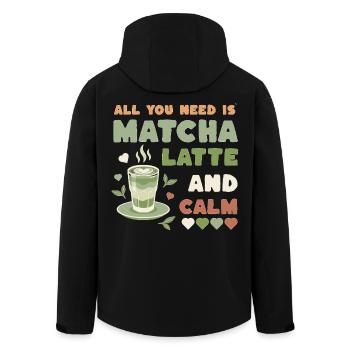 Matcha Latte Calm Design - Men’s Recycled Softshell Jacket by Stanley/Stella - black - Back - AI Model Male 185 light (185cm)