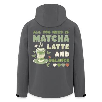 Matcha Latte Balance Motif - Men’s Recycled Softshell Jacket by Stanley/Stella - black - Back - AI Model Male 185 light (185cm)