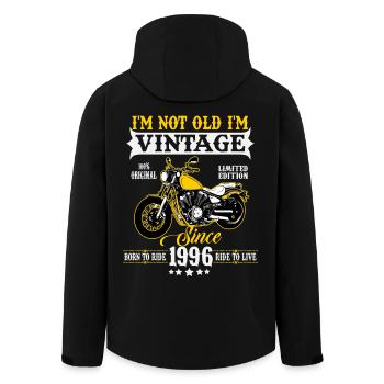 1996 Vintage Vintage Motorcycle Birthday Gift - Men’s Recycled Softshell Jacket by Stanley/Stella - black - Back - AI Model Male 185 light (185cm)