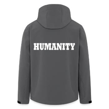 Humanity - Men’s Recycled Softshell Jacket by Stanley/Stella - black - Back - AI Model Male 185 light (185cm)