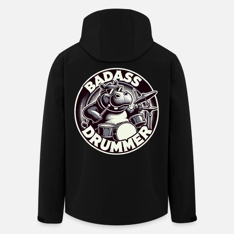 Knallharter Schlagzeuger Nilpferd cool Geschenk - Recycelte Männer Softshell-Jacke von Stanley/Stella - Schwarz