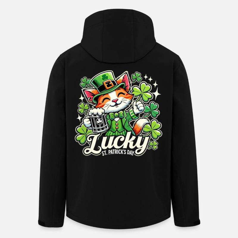 Saint-Patrick Leprechaun Cat Happy - Veste softshell homme en polyester recyclé Stanley/Stella - noir