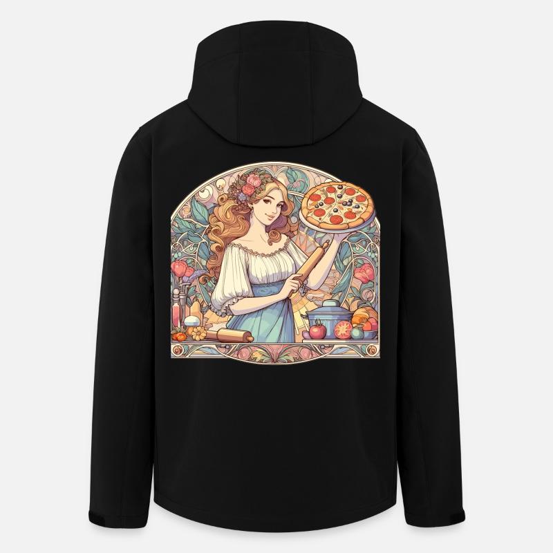 Pizza Maker Art Nouveau Lækker Pizza Gave - Stanley/Stella herre softshelljakke i genanvendt polyester - sort