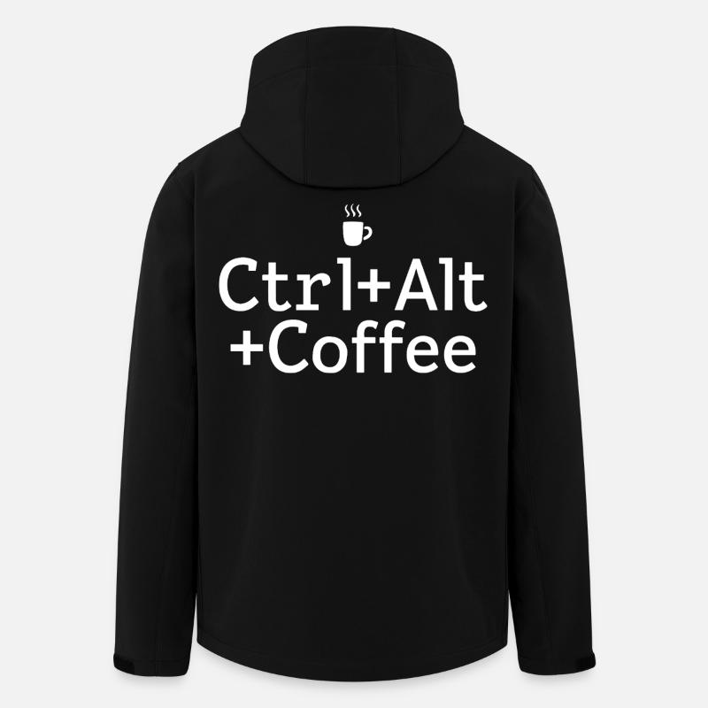 Kaffee-pause Ctrl-Alt-Café - Veste softshell homme en polyester recyclé Stanley/Stella - noir