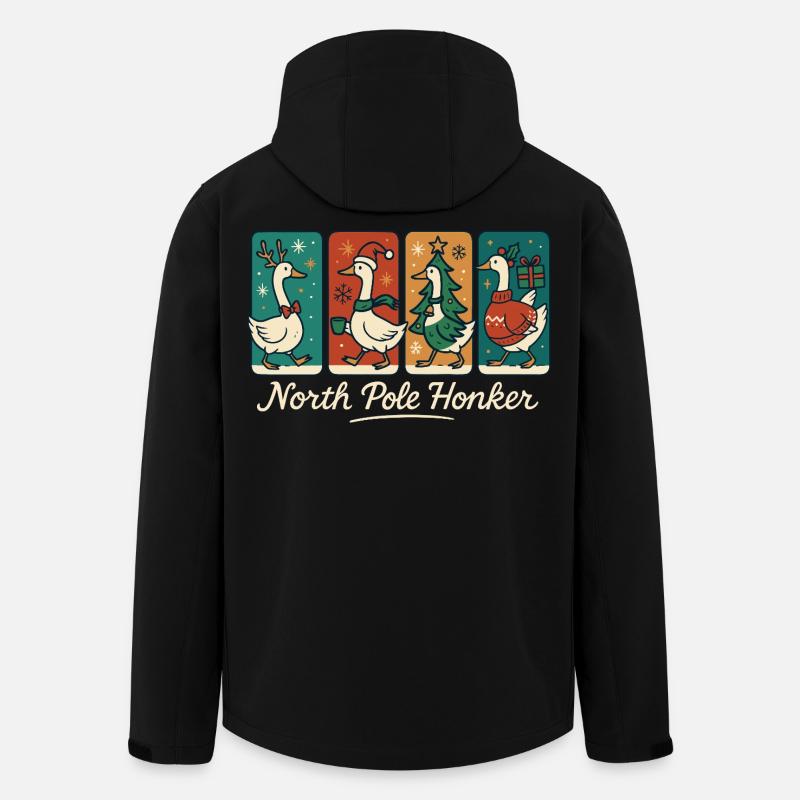 Goose Christmas Funny Santa North Pole Honker - Men’s Recycled Softshell Jacket by Stanley/Stella - black
