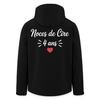 Noces de Cire 4 Ans – Anniversaire de Mariage - Veste softshell homme en polyester recyclé Stanley/Stella - noir - Dos - AI Model Male 185 light (185cm)