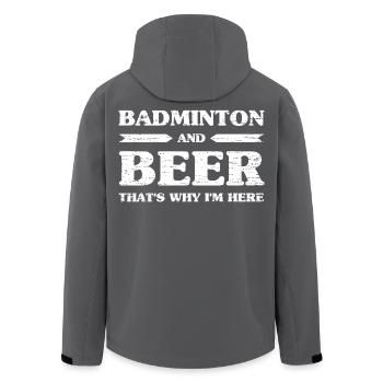 Badminton And Beer That's Why I'm Here Beer Drinkers - Men’s Recycled Softshell Jacket by Stanley/Stella - black - Back - AI Model Male 185 light (185cm)
