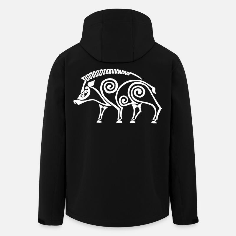 sanglier celte blanc - Veste softshell homme en polyester recyclé Stanley/Stella - noir
