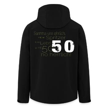 Mit an Spritzer is es mit 50 a no herrlich! 50er - Recycelte Männer Softshell-Jacke von Stanley/Stella - Schwarz - Hinten - AI Model Male 185 light (185cm)