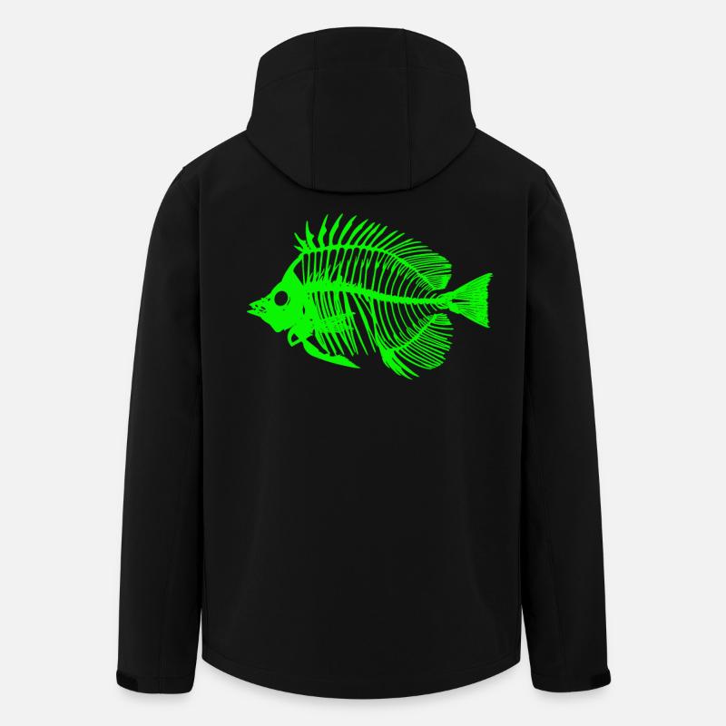 Glowing Fish Skeleton Design - Men’s Recycled Softshell Jacket by Stanley/Stella - black