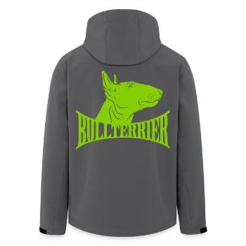 Bull Terrier Head with Lettering - Men’s Recycled Softshell Jacket by Stanley/Stella - black - Back - AI Model Male 185 light (185cm)