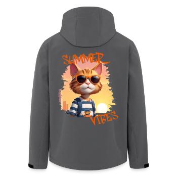 Summer Vibes | coole Katze mit Sonnenbrille - Recycelte Männer Softshell-Jacke von Stanley/Stella - Schwarz - Hinten - AI Model Male 185 light (185cm)