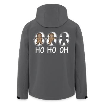 HO, HO, OH! Funny gingerbread cookies Christmas - Men’s Recycled Softshell Jacket by Stanley/Stella - black - Back - AI Model Male 185 light (185cm)